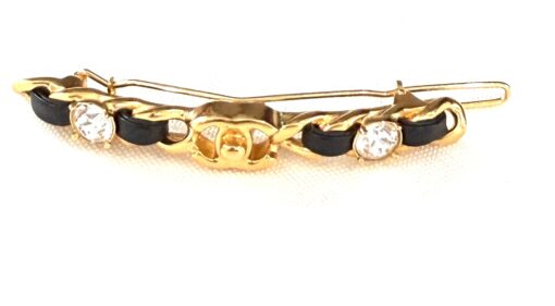 Chanel 2020 Gold Black Stones Hair Clip