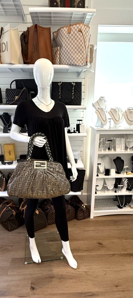 Fendi Metallic Lurex Zucca Mia Tote Brown - Image 3