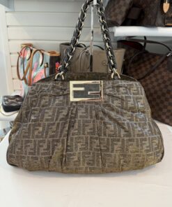 Fendi Metallic Lurex Zucca Mia Tote Brown
