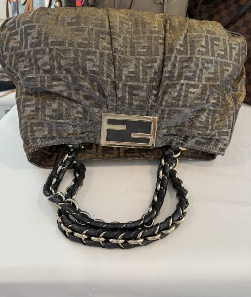 Fendi Metallic Lurex Zucca Mia Tote Brown - Image 15