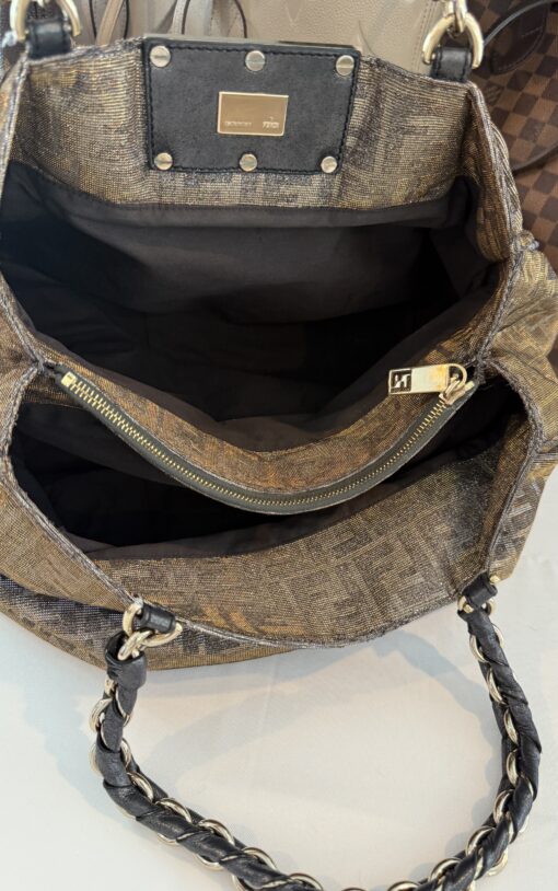 Fendi Metallic Lurex Zucca Mia Tote Brown - Image 11