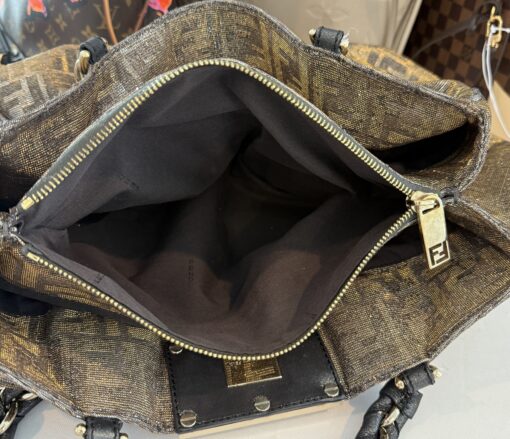 Fendi Metallic Lurex Zucca Mia Tote Brown - Image 12