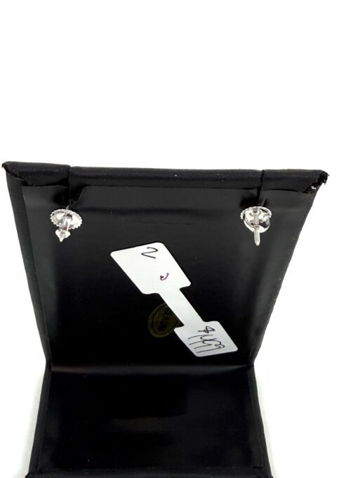 Lab Grown Baguette 2 Carat Stud Earrrings in 14k White Gold - Image 4