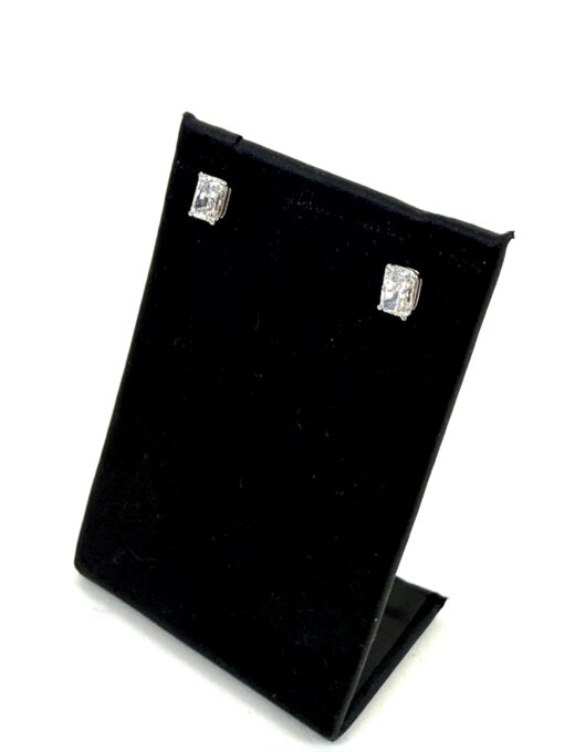 Lab Grown Baguette 2 Carat Stud Earrrings in 14k White Gold - Image 2