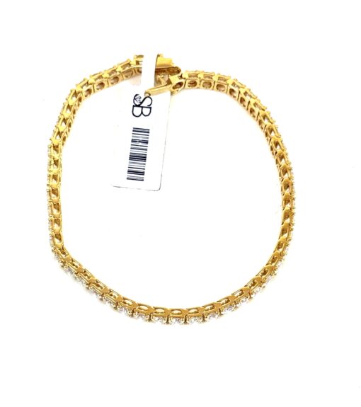 7 Carat Lab Diamond Baguette Tennis Bracelet in .925 Yellow Sterling Silver - Image 8