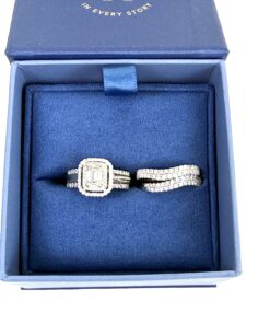 Helzberg Natural Diamonds 5 Piece Engagement and Wedding Band Set in 14K White Gold