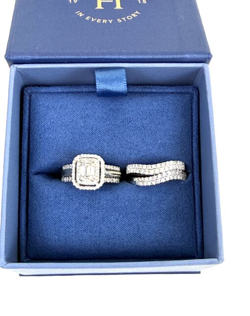 Helzberg Natural Diamonds 5 Piece Engagement and Wedding Band Set in 14K White Gold