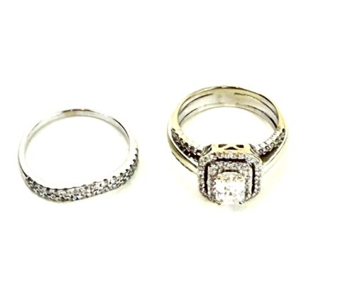 Helzberg Natural Diamonds 5 Piece Engagement and Wedding Band Set in 14K White Gold - Image 7