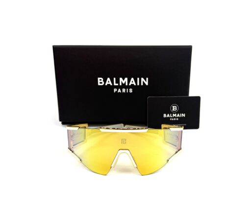 BALMAIN FLECHE OVERSIZED MASK SUNGLASSES IN GOLD MIRROR - Image 14