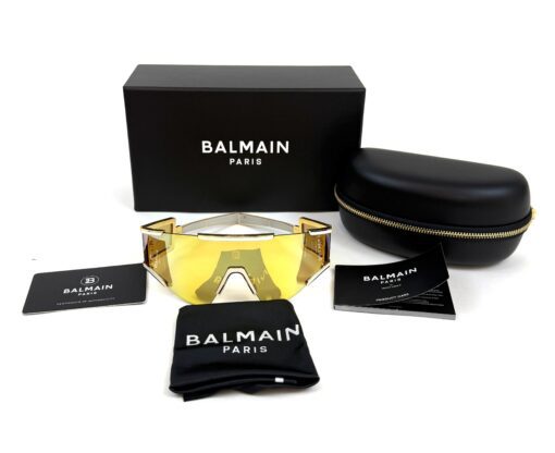BALMAIN FLECHE OVERSIZED MASK SUNGLASSES IN GOLD MIRROR - Image 2