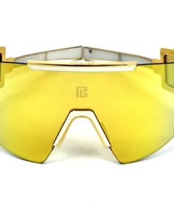BALMAIN FLECHE OVERSIZED MASK SUNGLASSES IN GOLD MIRROR