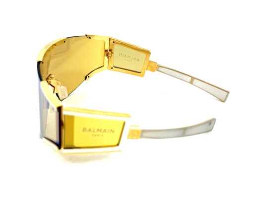 BALMAIN FLECHE OVERSIZED MASK SUNGLASSES IN GOLD MIRROR - Image 9