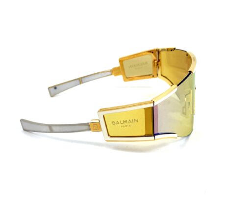 BALMAIN FLECHE OVERSIZED MASK SUNGLASSES IN GOLD MIRROR - Image 8