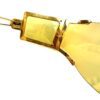 Close up along the gold brow bar and shield lens