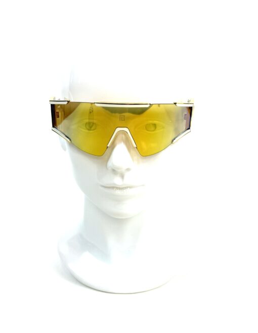 BALMAIN FLECHE OVERSIZED MASK SUNGLASSES IN GOLD MIRROR - Image 6