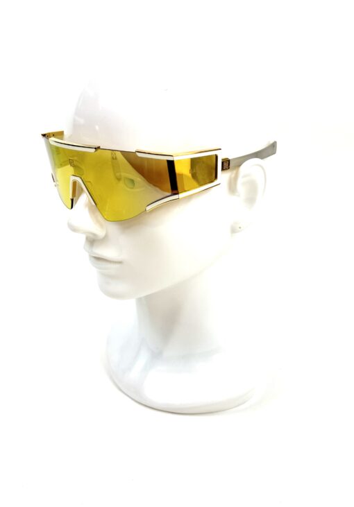 BALMAIN FLECHE OVERSIZED MASK SUNGLASSES IN GOLD MIRROR - Image 5