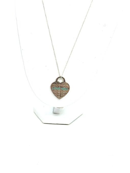 Silver Enamel LOVE YOU Heart Charm Blue Necklace and Notes Large Jumbo Pendant - Image 10