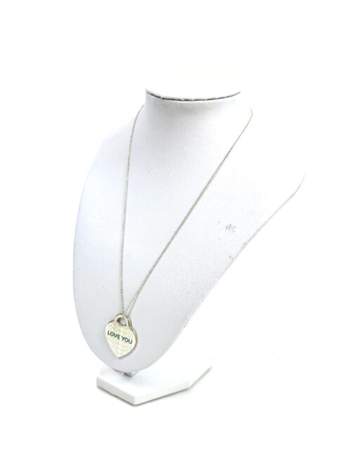 Silver Enamel LOVE YOU Heart Charm Blue Necklace and Notes Large Jumbo Pendant - Image 8