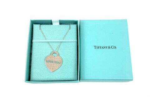 Silver Enamel LOVE YOU Heart Charm Blue Necklace and Notes Large Jumbo Pendant - Image 2