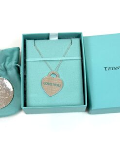 Silver Enamel LOVE YOU Heart Charm Blue Necklace and Notes Large Jumbo Pendant