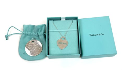 Silver Enamel LOVE YOU Heart Charm Blue Necklace and Notes Large Jumbo Pendant