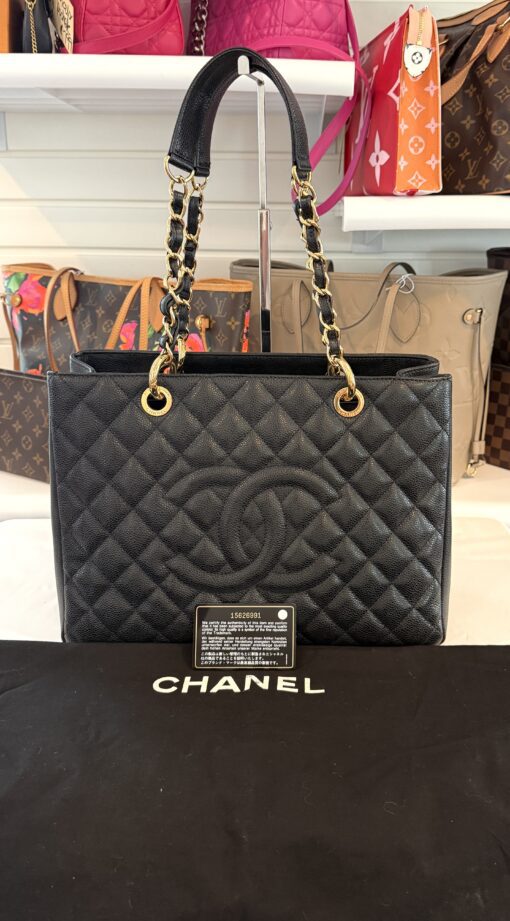 Chanel GST Black Caviar Shopping Tote Gold Hardware - Image 3