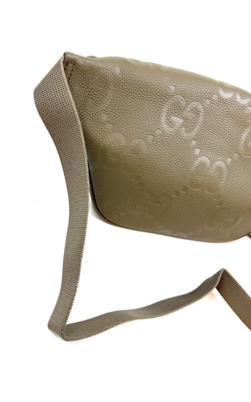 Gucci Piuma Calfskin Jumbo GG Embossed Pocket Belt Bag Large Taupe - Image 15