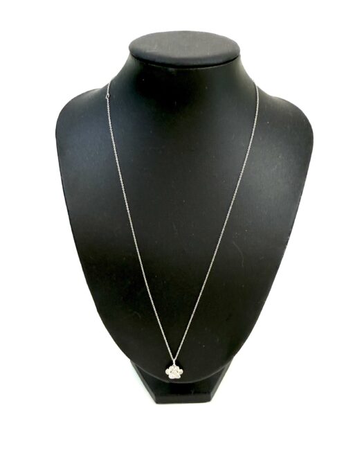 Paw Print 16-20" Adjustable 14k White Gold Necklace with Natural Diamonds - Image 2