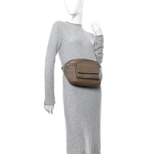 Gucci Piuma Calfskin Jumbo GG Embossed Pocket Belt Bag Large Taupe - Image 5