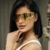 Campaign image of a model wearing the mask sunglasses