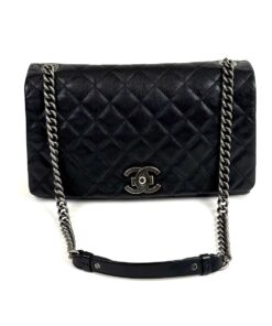 Chanel Large City rock Black Quilted goatskin Shouler Bag RHW
