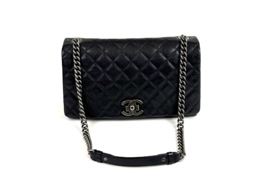 Chanel Large City rock Black Quilted Goatskin Shoulder Bag RHW