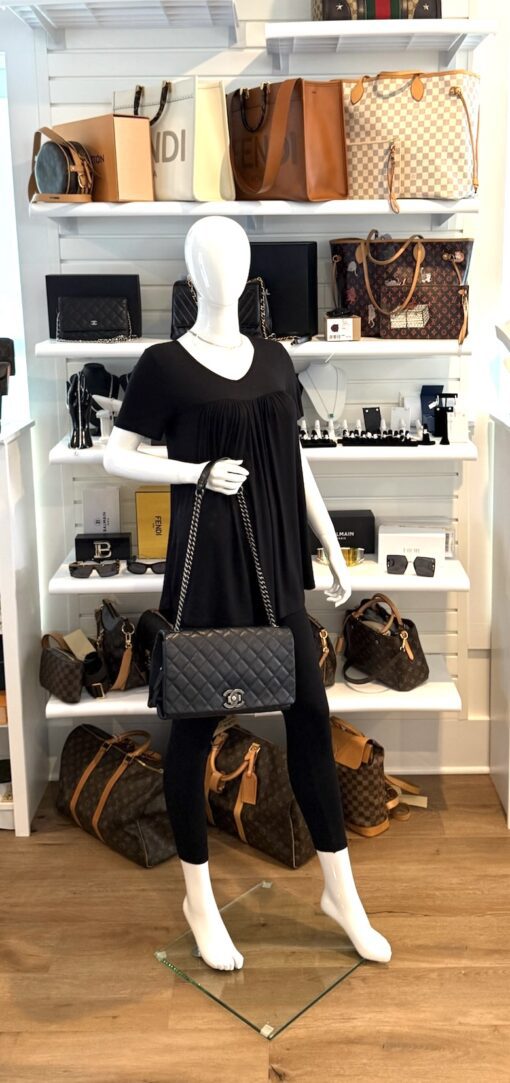 Chanel Large City rock Black Quilted Goatskin Shoulder Bag RHW - Image 3