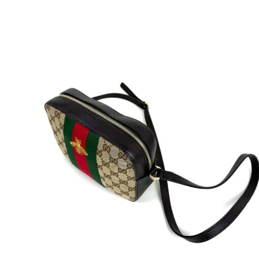 Gucci Monogram Web Small Webby Bee Crossbody Dark Brown - Image 14
