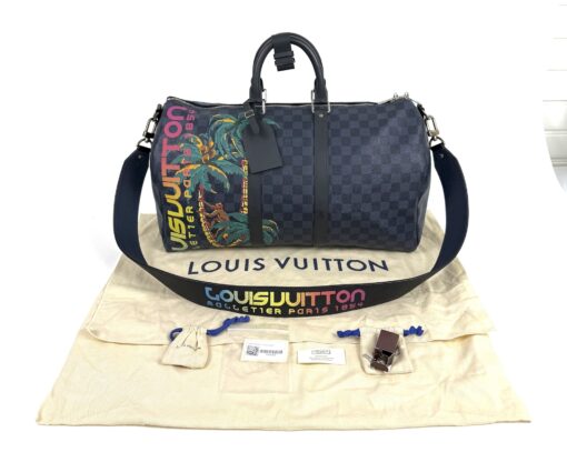 Louis Vuitton Limited Edition Damier Cobalt Jungle Edition Keepall 45 Bandouliere - Image 3