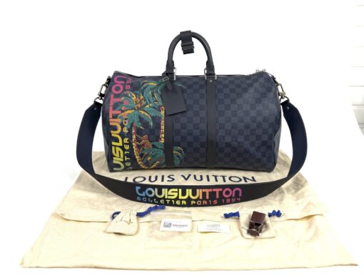 Louis Vuitton Limited Edition Damier Cobalt Jungle Edition Keepall 45 Bandouliere - Image 16