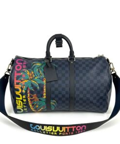 Louis Vuitton Limited Edition Damier Cobalt Jungle Edition Keepall 45 Bandouliere