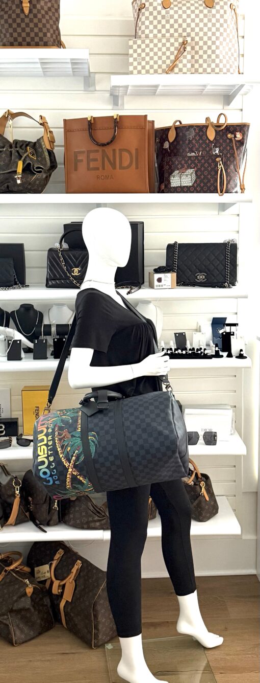 Louis Vuitton Limited Edition Damier Cobalt Jungle Edition Keepall 45 Bandouliere - Image 5