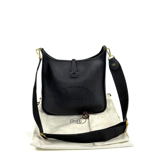 Hermes Evelyne PM Black Clemence Leather Gold HW - Image 3
