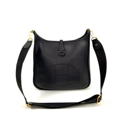 Hermes Evelyne PM Black Clemence Leather Gold HW