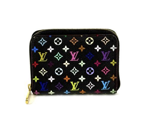 Louis Vuitton Multi Color Canvas Zippy Coin Purse Wallet Black