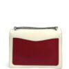 Back of the bag in white calfskin with a red panel