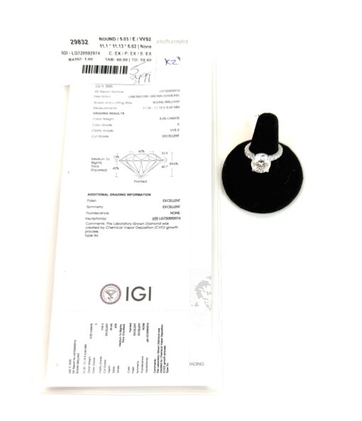 5.03 Carat Round Brilliant Engagement Ring in 14k White Gold Size 7 - Image 3