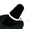 Ring on the velvet stand seen from a lower angle