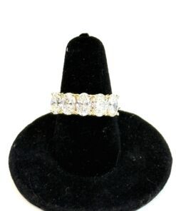 3.21 Carat 5 Oval Stones Lab Diamond Wedding Band in 14k Yellow Gold