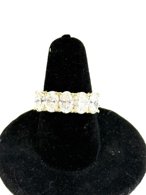 3.21 Carat 5 Oval Stones Lab Diamond Wedding Band in 14k Yellow Gold - Image 8