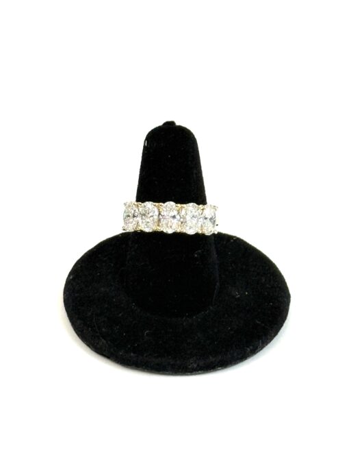 3.21 Carat 5 Oval Stones Lab Diamond Wedding Band in 14k Yellow Gold - Image 7