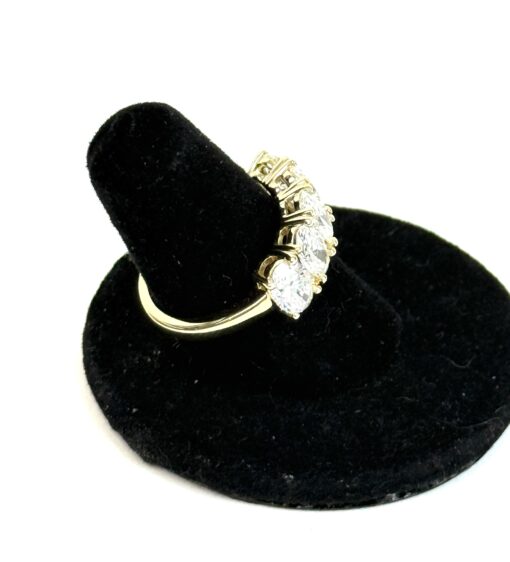 3.21 Carat 5 Oval Stones Lab Diamond Wedding Band in 14k Yellow Gold - Image 4