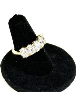 Alternative view of 3.21 Carat 5 Oval Stones Lab Diamond Wedding Band in 14k Yellow Gold