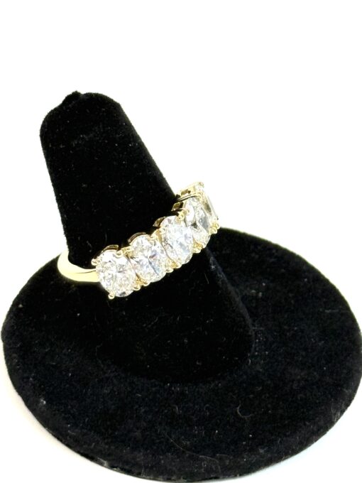 3.21 Carat 5 Oval Stones Lab Diamond Wedding Band in 14k Yellow Gold - Image 2